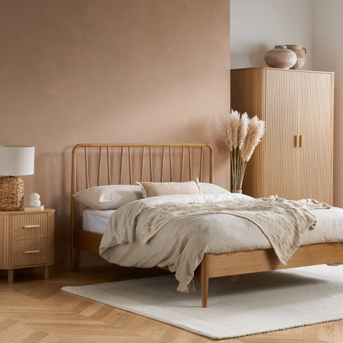 Axel 2 Drawer Fluted Bedside Oak